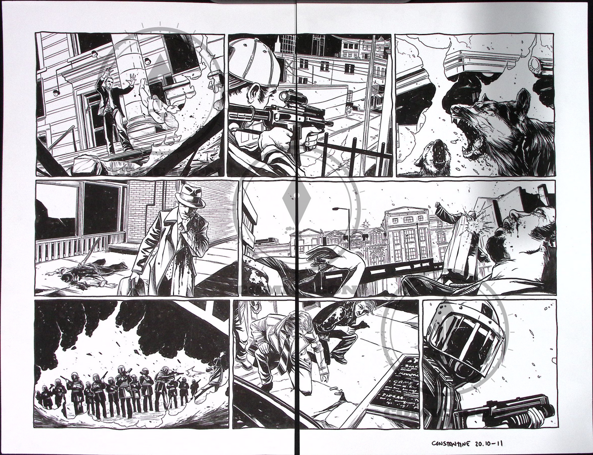 Constantine - Issue 20 - Pages 10-11 — Jeremy Haun Original Art